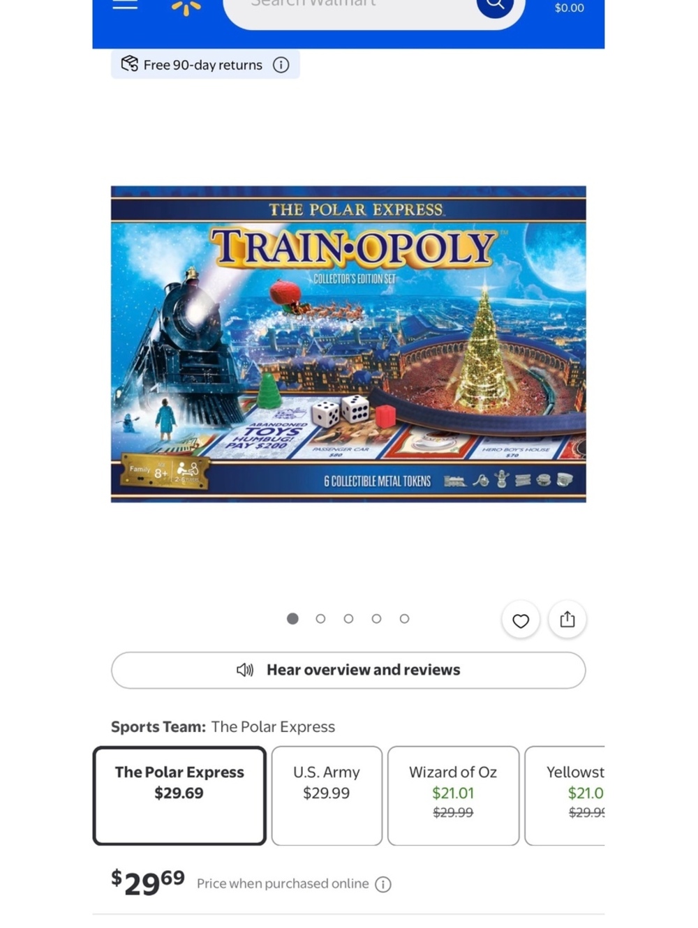 The Polar Express Train-opoly Collector's Edition Board Game - New & Sealed, 6 3